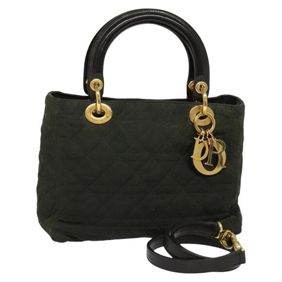 DIOR Canage Hand Bag Nylon Green Gold - Picture 1 of 12
